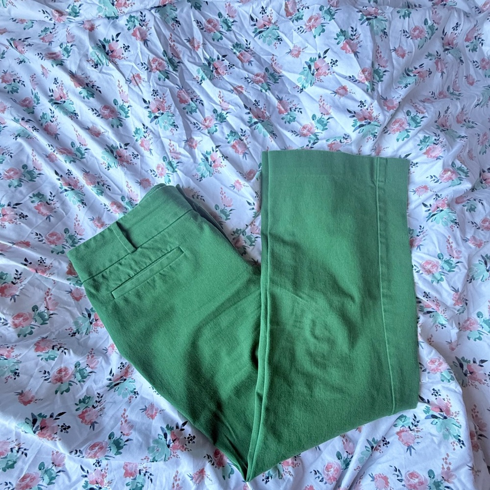 Anthropologie Essential Crop Flare Pants Green Size 8 High Rise Wide Leg